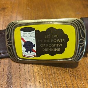 Vintage Pabst Brass Belt Buckle with Positive Drinking Message